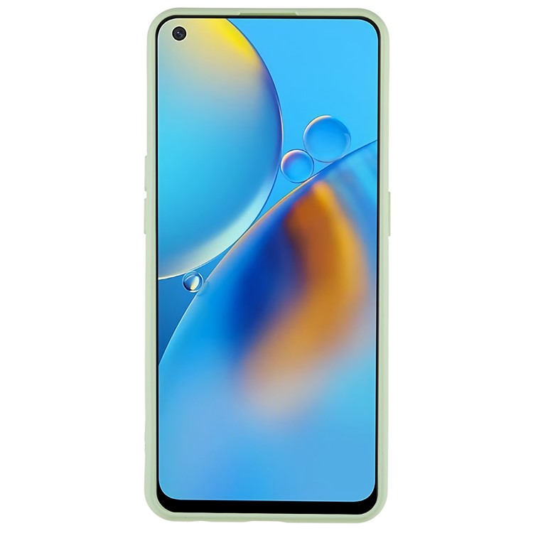 For Oppo A74 4G Flexible TPU Arc Edge Shockproof Phone Case 2.0mm Thick Liquid Silicone Texture Anti-Slip Back Cover - Green
