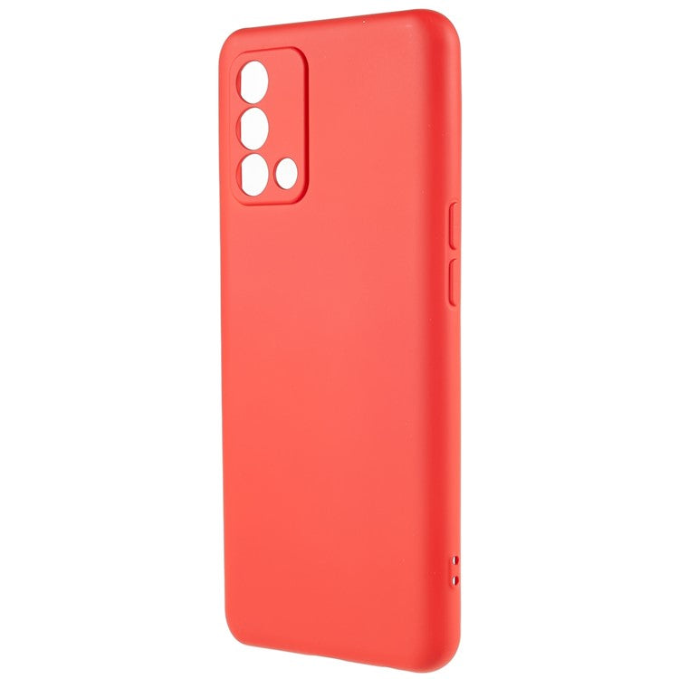 For Oppo A74 4G Flexible TPU Arc Edge Shockproof Phone Case 2.0mm Thick Liquid Silicone Texture Anti-Slip Back Cover - Red