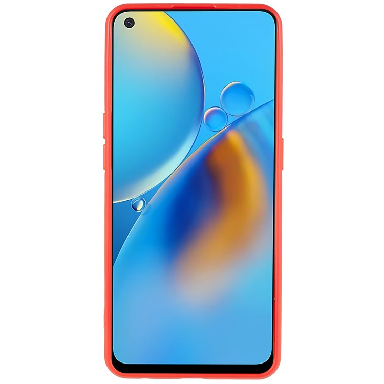 For Oppo A74 4G Flexible TPU Arc Edge Shockproof Phone Case 2.0mm Thick Liquid Silicone Texture Anti-Slip Back Cover - Red