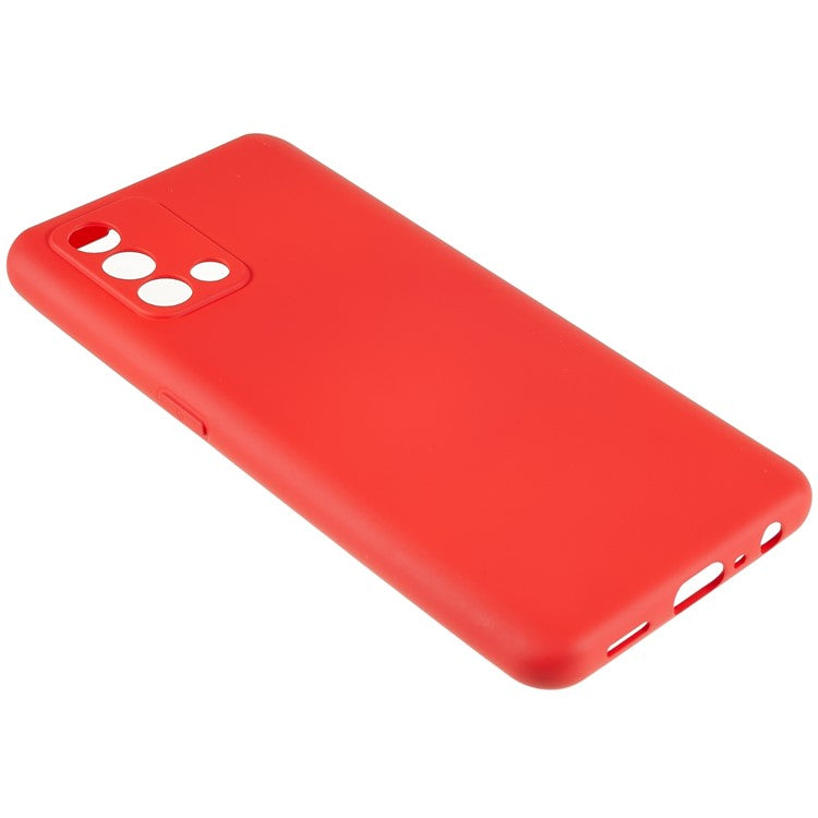 For Oppo A74 4G Flexible TPU Arc Edge Shockproof Phone Case 2.0mm Thick Liquid Silicone Texture Anti-Slip Back Cover - Red