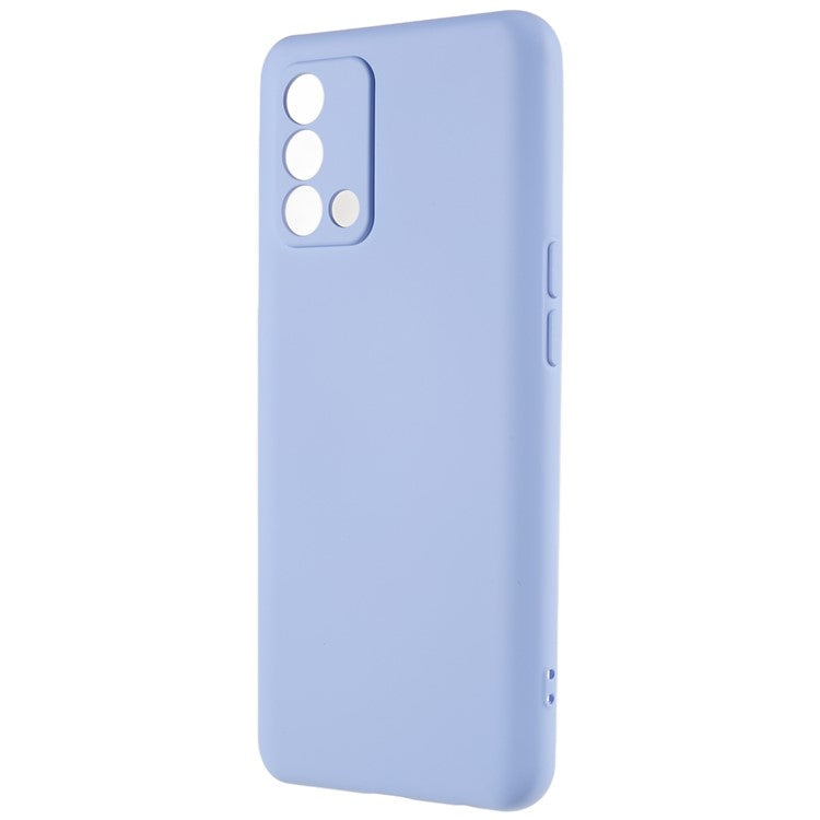 For Oppo A74 4G Flexible TPU Arc Edge Shockproof Phone Case 2.0mm Thick Liquid Silicone Texture Anti-Slip Back Cover - Purple