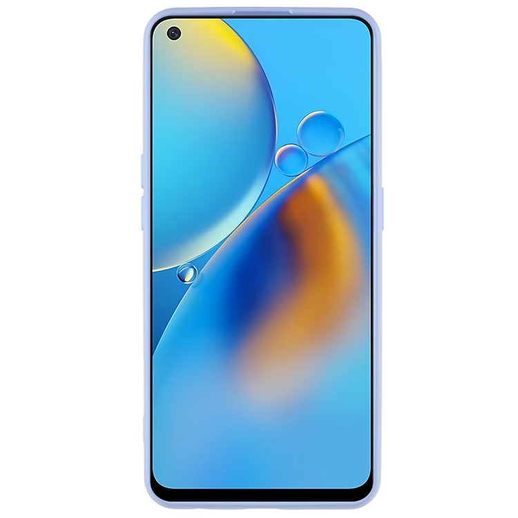 For Oppo A74 4G Flexible TPU Arc Edge Shockproof Phone Case 2.0mm Thick Liquid Silicone Texture Anti-Slip Back Cover - Purple