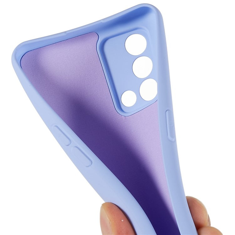 For Oppo A74 4G Flexible TPU Arc Edge Shockproof Phone Case 2.0mm Thick Liquid Silicone Texture Anti-Slip Back Cover - Purple