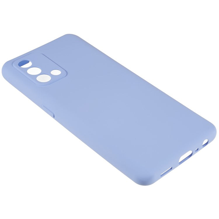 For Oppo A74 4G Flexible TPU Arc Edge Shockproof Phone Case 2.0mm Thick Liquid Silicone Texture Anti-Slip Back Cover - Purple