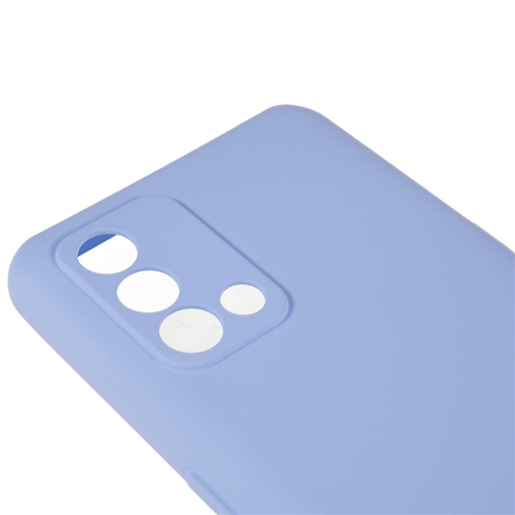 For Oppo A74 4G Flexible TPU Arc Edge Shockproof Phone Case 2.0mm Thick Liquid Silicone Texture Anti-Slip Back Cover - Purple