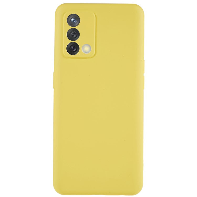 For Oppo A74 4G Flexible TPU Arc Edge Shockproof Phone Case 2.0mm Thick Liquid Silicone Texture Anti-Slip Back Cover - Yellow