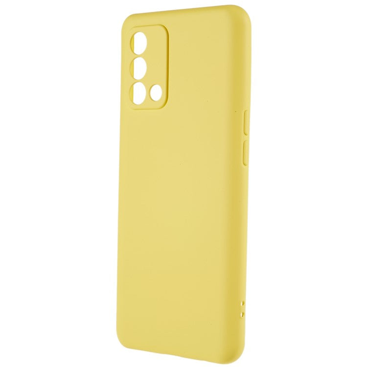 For Oppo A74 4G Flexible TPU Arc Edge Shockproof Phone Case 2.0mm Thick Liquid Silicone Texture Anti-Slip Back Cover - Yellow