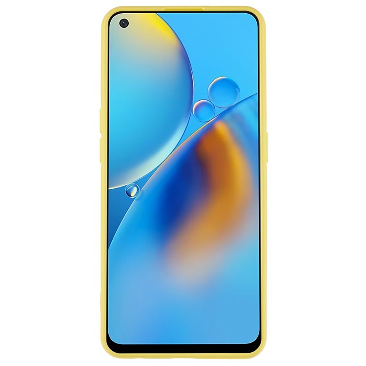 For Oppo A74 4G Flexible TPU Arc Edge Shockproof Phone Case 2.0mm Thick Liquid Silicone Texture Anti-Slip Back Cover - Yellow