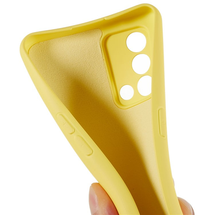 For Oppo A74 4G Flexible TPU Arc Edge Shockproof Phone Case 2.0mm Thick Liquid Silicone Texture Anti-Slip Back Cover - Yellow