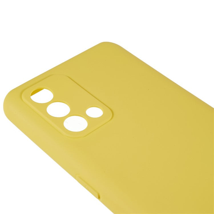 For Oppo A74 4G Flexible TPU Arc Edge Shockproof Phone Case 2.0mm Thick Liquid Silicone Texture Anti-Slip Back Cover - Yellow