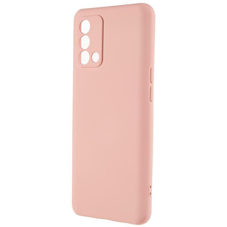 For Oppo A74 4G Flexible TPU Arc Edge Shockproof Phone Case 2.0mm Thick Liquid Silicone Texture Anti-Slip Back Cover - Pink