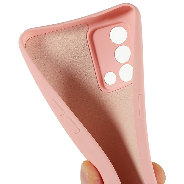 For Oppo A74 4G Flexible TPU Arc Edge Shockproof Phone Case 2.0mm Thick Liquid Silicone Texture Anti-Slip Back Cover - Pink