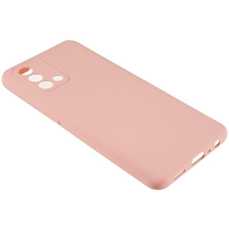 For Oppo A74 4G Flexible TPU Arc Edge Shockproof Phone Case 2.0mm Thick Liquid Silicone Texture Anti-Slip Back Cover - Pink