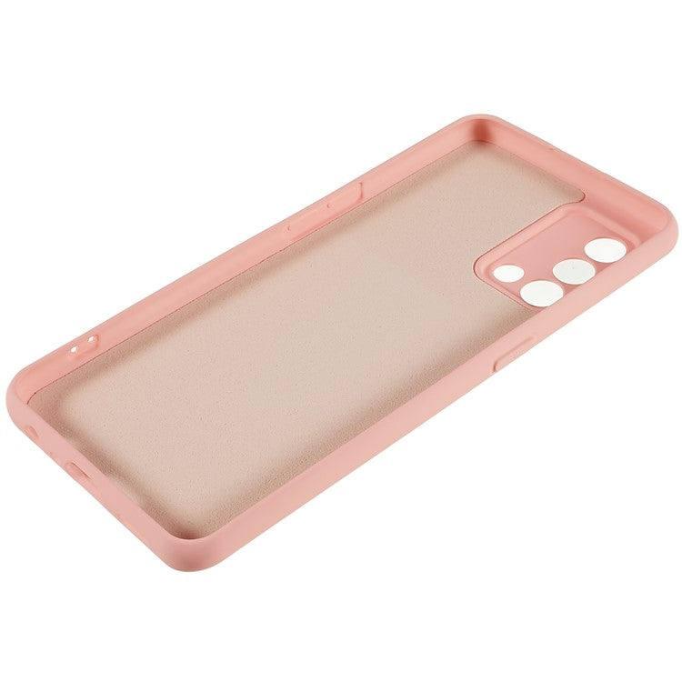 For Oppo A74 4G Flexible TPU Arc Edge Shockproof Phone Case 2.0mm Thick Liquid Silicone Texture Anti-Slip Back Cover - Pink