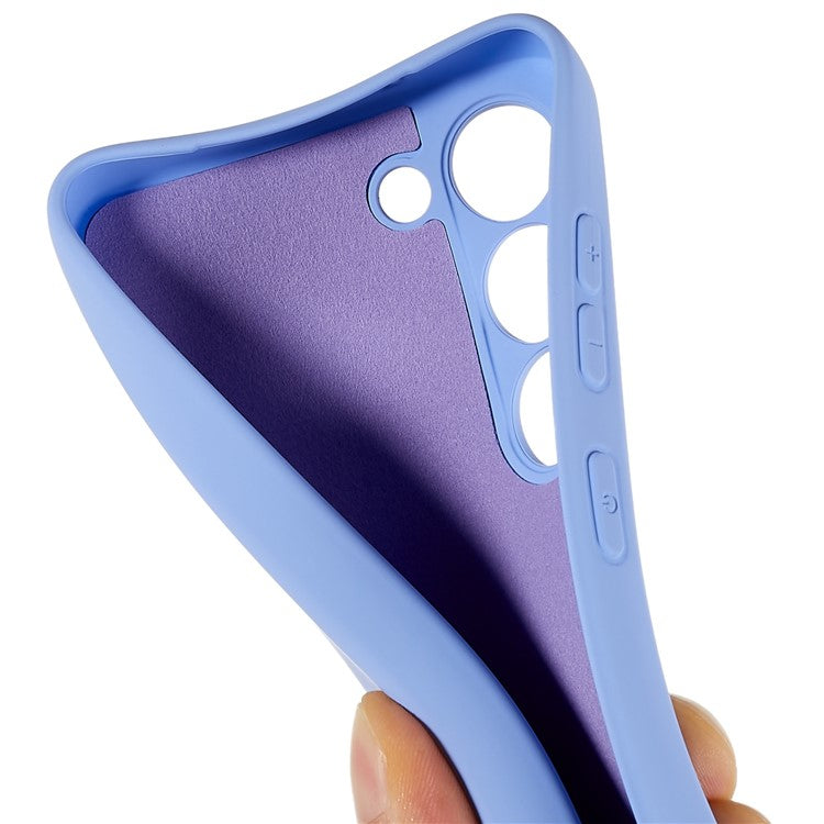 For Samsung Galaxy S23 Liquid Silicone Texture Soft TPU Phone Case Arc Edge 2.0mm Thick Drop Protection Back Cover - Purple