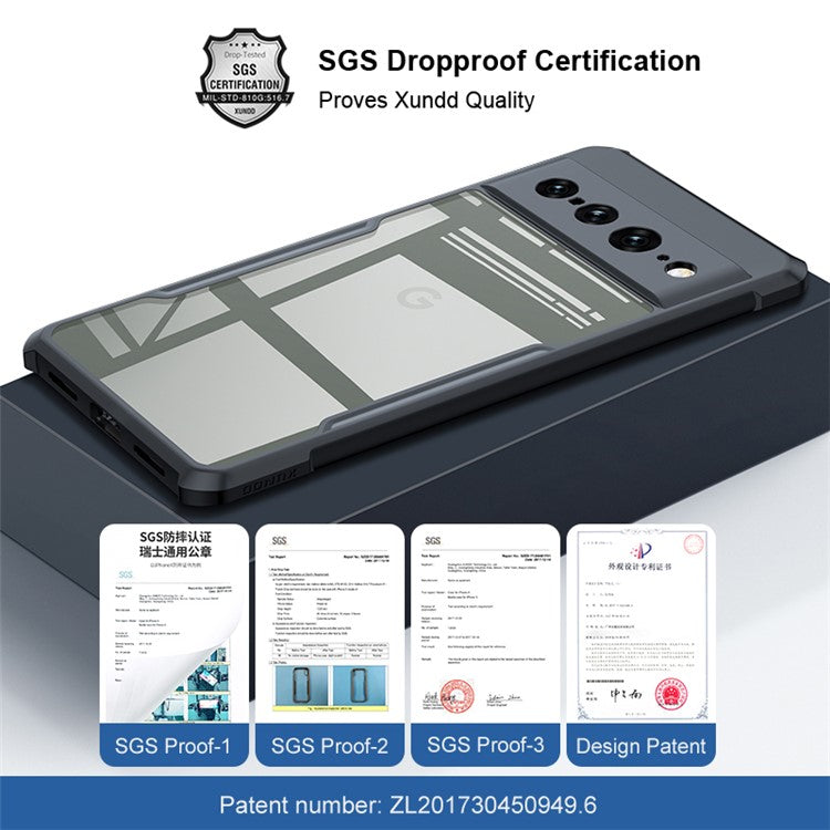 XUNDD For Google Pixel 7 Pro 5G Acrylic + TPU Phone Case Fall Resistant Protective Mobile Phone Back Cover - Black