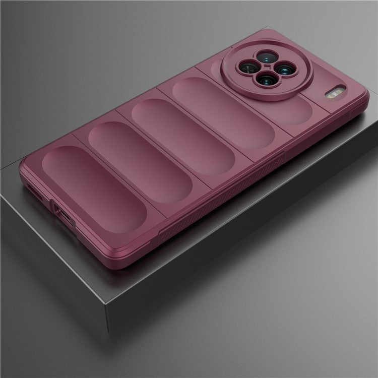 For vivo X90 5G Soft TPU Rugged Back Cover Drop-proof Protective Cell Phone Case - Wine Red