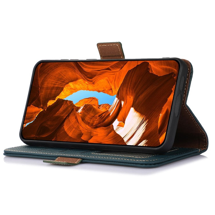 TJ Series For Oppo Reno9 5G / Reno9 Pro 5G RFID Blocking Genuine Cowhide Leather Phone Case Wallet Stand Magnetic Clasp Cover - Green