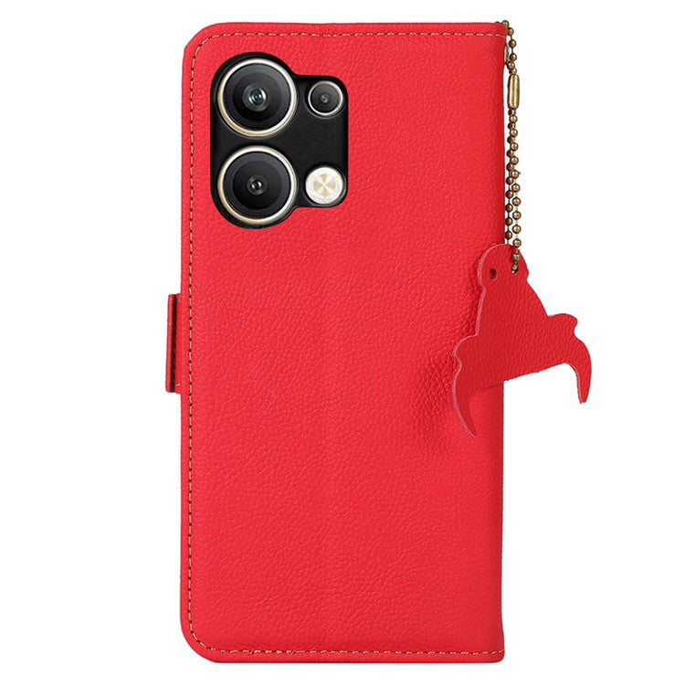 TJ Series For Oppo Reno9 Pro+ 5G RFID Blocking Phone Cover Genuine Cowhide Leather Magnetic Clasp Case with Wallet Stand - Red
