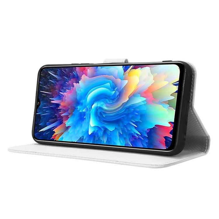 For Infinix Hot 20 5G / X666 / X666BDiamond Texture PU Leather Phone Case with Foldable Stand Wallet - White