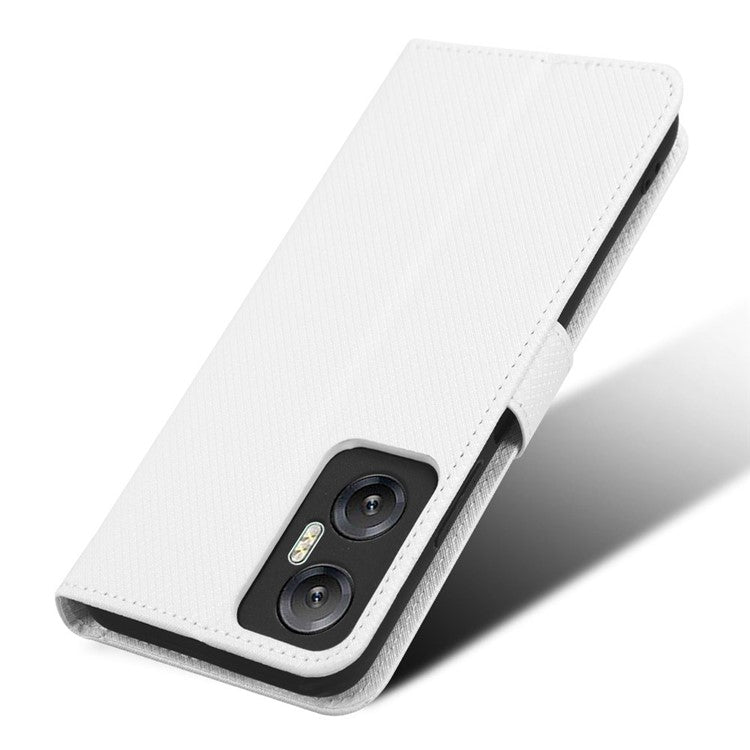 For Infinix Hot 20 5G / X666 / X666BDiamond Texture PU Leather Phone Case with Foldable Stand Wallet - White