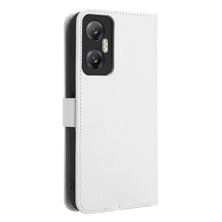 For Infinix Hot 20 5G / X666 / X666BDiamond Texture PU Leather Phone Case with Foldable Stand Wallet - White