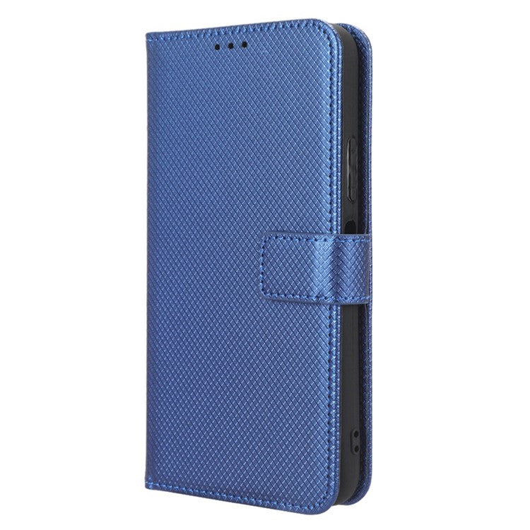For Infinix Hot 20 5G / X666 / X666B Diamond Texture PU Leather Phone Case with Foldable Stand Wallet - Blue