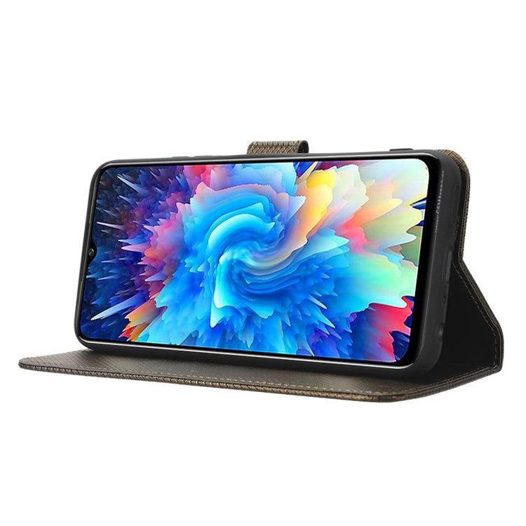 For Infinix Hot 20 5G / X666 / X666B Diamond Texture PU Leather Phone Case with Foldable Stand Wallet - Brown