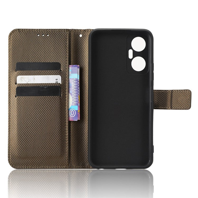For Infinix Hot 20 5G / X666 / X666B Diamond Texture PU Leather Phone Case with Foldable Stand Wallet - Brown