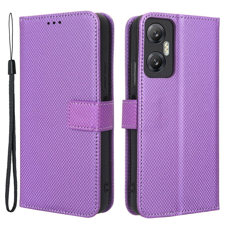 For Infinix Hot 20 5G / X666 / X666B Diamond Texture PU Leather Phone Case with Foldable Stand Wallet - Purple