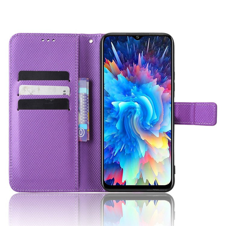 For Infinix Hot 20 5G / X666 / X666B Diamond Texture PU Leather Phone Case with Foldable Stand Wallet - Purple