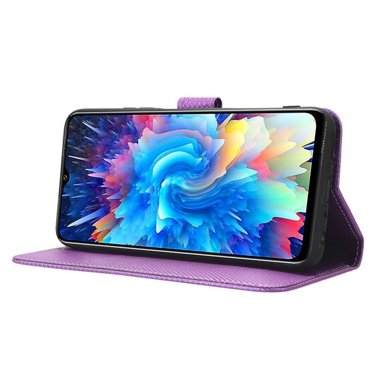 For Infinix Hot 20 5G / X666 / X666B Diamond Texture PU Leather Phone Case with Foldable Stand Wallet - Purple
