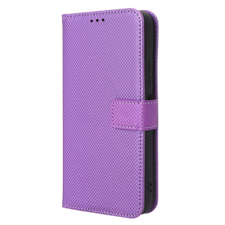 For Infinix Hot 20 5G / X666 / X666B Diamond Texture PU Leather Phone Case with Foldable Stand Wallet - Purple