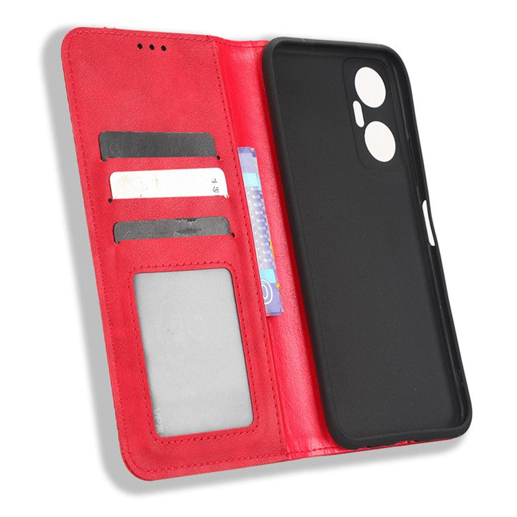 For Infinix Hot 20 5G X666 / X666B Wallet Phone Case Retro Texture Imprinted Pattern PU Leather Magnetic Auto Closing Phone Cover - Red