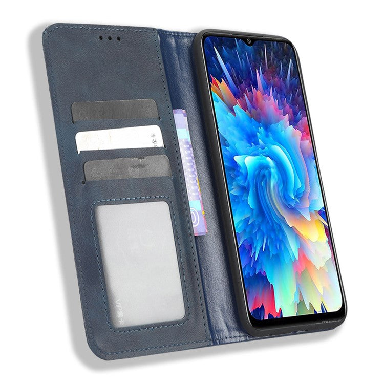 For Infinix Hot 20 5G X666 / X666B Wallet Phone Case Retro Texture Imprinted Pattern PU Leather Magnetic Auto Closing Phone Cover - Blue