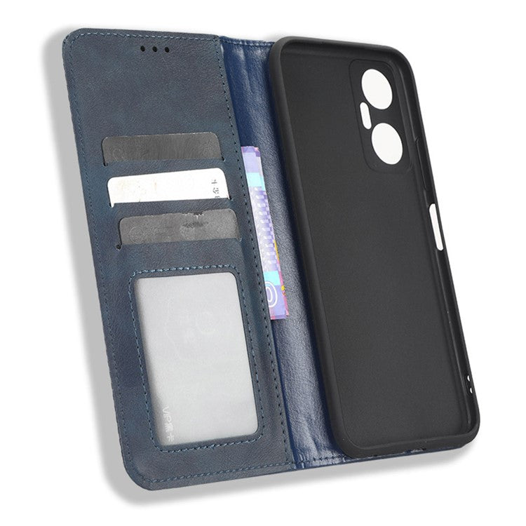 For Infinix Hot 20 5G X666 / X666B Wallet Phone Case Retro Texture Imprinted Pattern PU Leather Magnetic Auto Closing Phone Cover - Blue