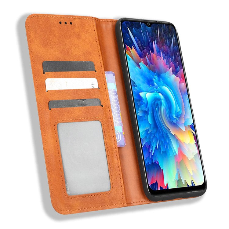 For Infinix Hot 20 5G X666 / X666B Wallet Phone Case Retro Texture Imprinted Pattern PU Leather Magnetic Auto Closing Phone Cover - Brown