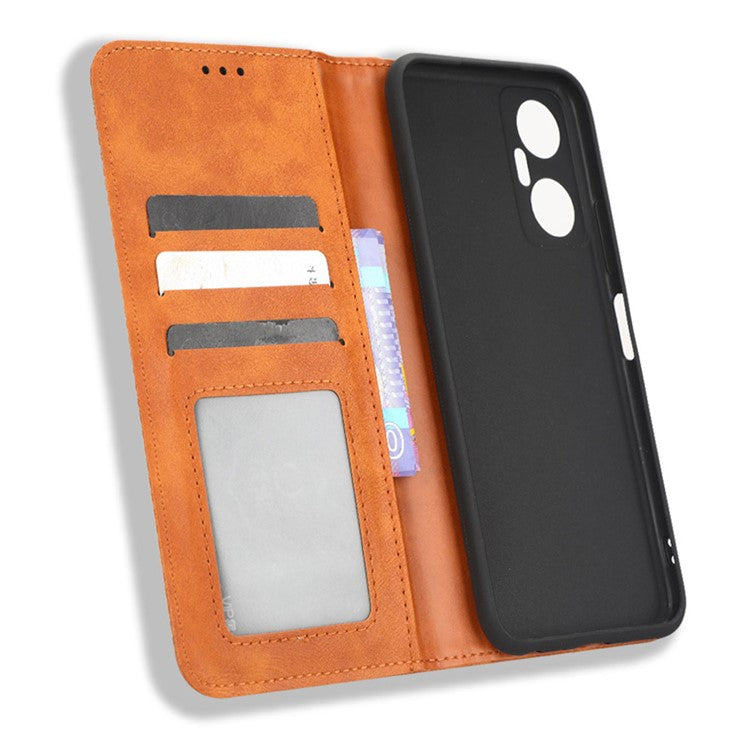 For Infinix Hot 20 5G X666 / X666B Wallet Phone Case Retro Texture Imprinted Pattern PU Leather Magnetic Auto Closing Phone Cover - Brown