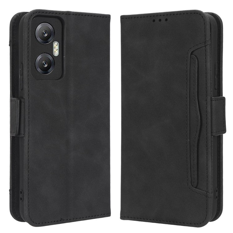 For Infinix Hot 20 5G / X666 / X666B PU Leather Wallet Phone Case Stand Magnetic Closure Flip Phone Cover with Multiple Card Slots - Black