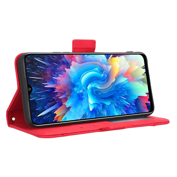 For Infinix Hot 20 5G / X666 / X666B PU Leather Wallet Phone Case Stand Magnetic Closure Flip Phone Cover with Multiple Card Slots - Red
