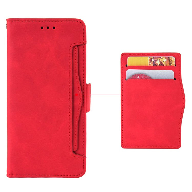 For Infinix Hot 20 5G / X666 / X666B PU Leather Wallet Phone Case Stand Magnetic Closure Flip Phone Cover with Multiple Card Slots - Red