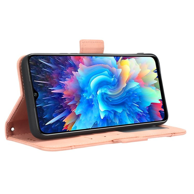 For Infinix Hot 20 5G / X666 / X666B PU Leather Wallet Phone Case Stand Magnetic Closure Flip Phone Cover with Multiple Card Slots - Pink