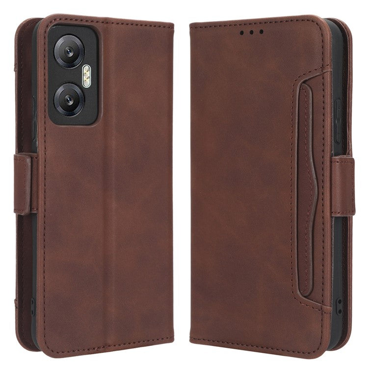 For Infinix Hot 20 5G / X666 / X666B PU Leather Wallet Phone Case Stand Magnetic Closure Flip Phone Cover with Multiple Card Slots - Brown