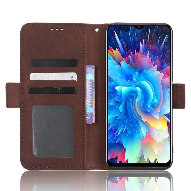For Infinix Hot 20 5G / X666 / X666B PU Leather Wallet Phone Case Stand Magnetic Closure Flip Phone Cover with Multiple Card Slots - Brown