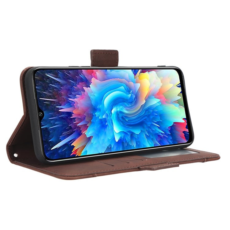 For Infinix Hot 20 5G / X666 / X666B PU Leather Wallet Phone Case Stand Magnetic Closure Flip Phone Cover with Multiple Card Slots - Brown