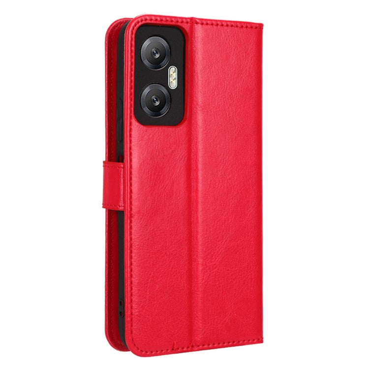 For Infinix Hot 20 5G / X666 / X666B Crazy Horse Texture PU Leather Flip Wallet Stand Phone Case with Strap - Red
