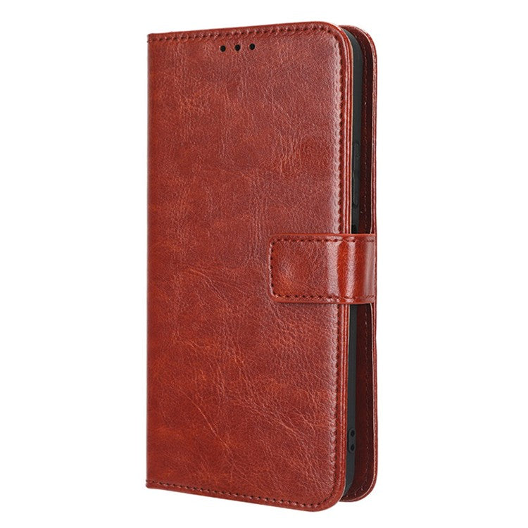 For Infinix Hot 20 5G / X666 / X666B Crazy Horse Texture PU Leather Flip Wallet Stand Phone Case with Strap - Brown