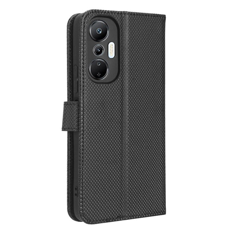 For Infinix Hot 20S 4G / X6827 PU Leather Case Foldable Stand Wallet Diamond Texture Phone Cover - Black