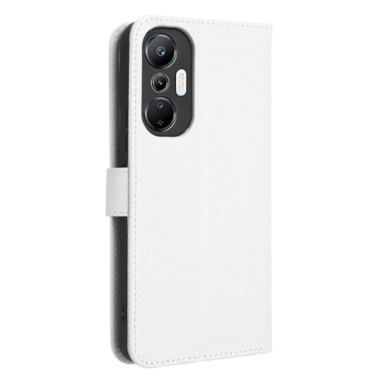 For Infinix Hot 20S 4G / X6827 PU Leather Case Foldable Stand Wallet Diamond Texture Phone Cover - White