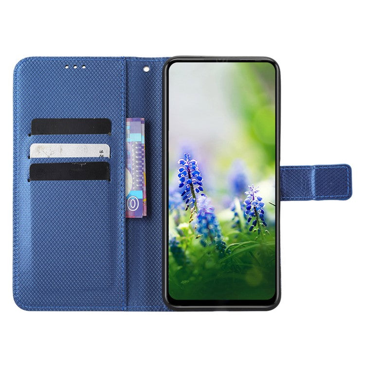 For Infinix Hot 20S 4G / X6827 PU Leather Case Foldable Stand Wallet Diamond Texture Phone Cover - Blue